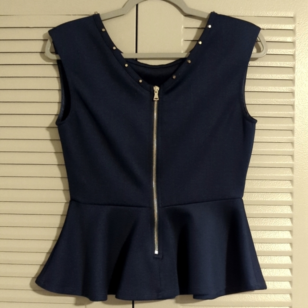 Navy Blue Tank with Padded Shoulders